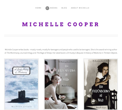 Screenshot of updated michellecooper-writer.com author home page